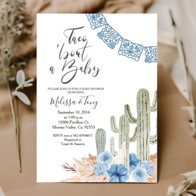 Invitación para Baby Shower Pastel Azul Taco 'bout (Subido por el creador)