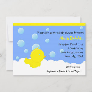 Invitación para Baby Shower Pato de Goma Amarillo 