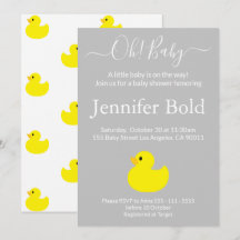 Invitación para Baby Shower Pato de Goma Amarillo