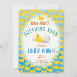 Invitación para baby shower 'Pato pequeño a punto 