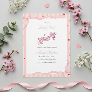 Invitación para baby shower Pink Cherub Bearly Wai