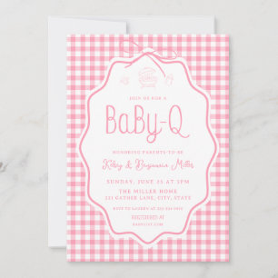 Invitación para Baby Shower Pink Gingham Barbecue 