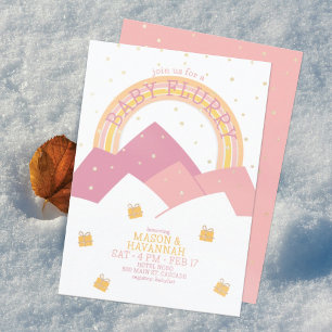 Invitación para baby shower Pink Mountain Snow Flu