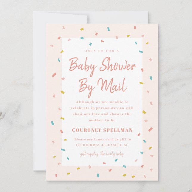 Invitación para baby shower por correo (Anverso)