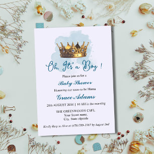 Invitación para Baby Shower Príncipe Corona (bebé
