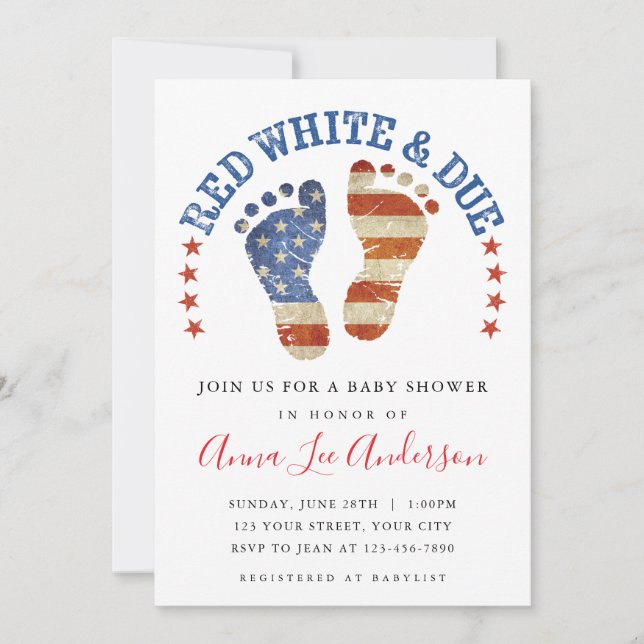 Invitación para Baby Shower 'Rojo, Blanco y a Punt (Anverso)