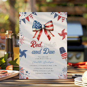 Invitación para baby shower Rojo Blanco y Debida