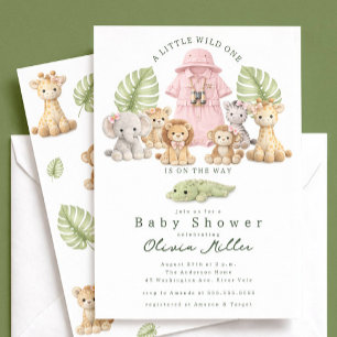 Invitación para Baby Shower Safari Niña Selva