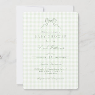 invitación para baby shower Sage Bow Baby