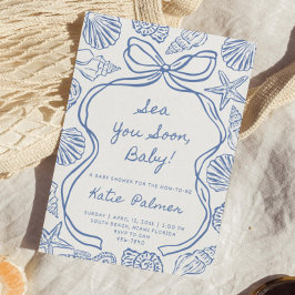 Invitación para Baby Shower Sea You Soon Baby Azul