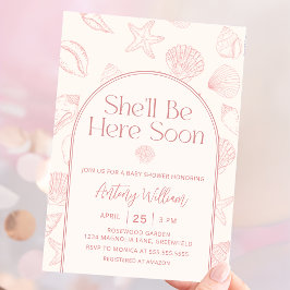 Invitación para baby shower 'Seashell She'll Be He
