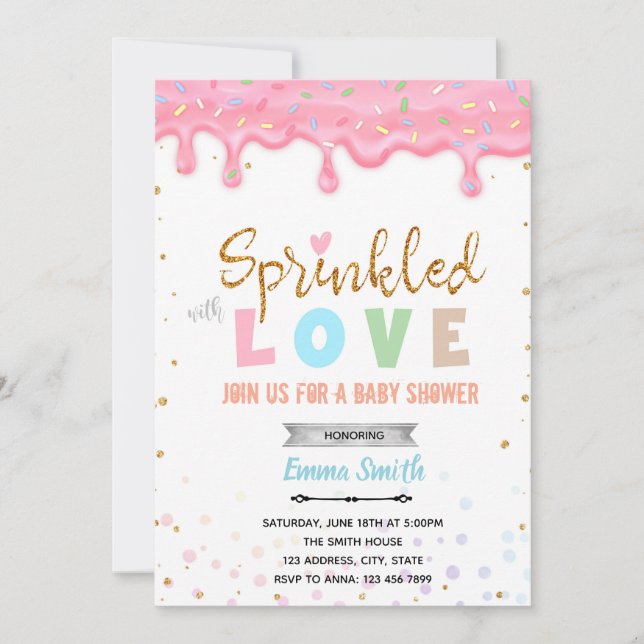 invitación para baby shower sprinkle of love (Anverso)
