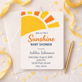 Invitación para Baby Shower Sunshine – Sol Moderno