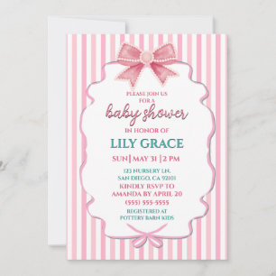 Invitación para Baby Shower Sweet Pink & Pearls