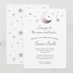 Invitación para Baby Shower Te Amo Hasta la Luna y