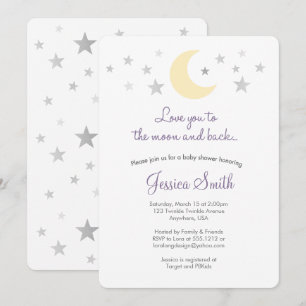 Invitación para Baby Shower Te Amo Hasta la Luna y