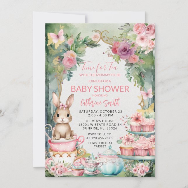 Invitación para Baby Shower 'Té para Dos con el Co (Anverso)