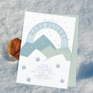 Invitación para baby shower Teal Mountain Snow Flu