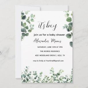 Invitación para Baby Shower, tema de follaje de eu