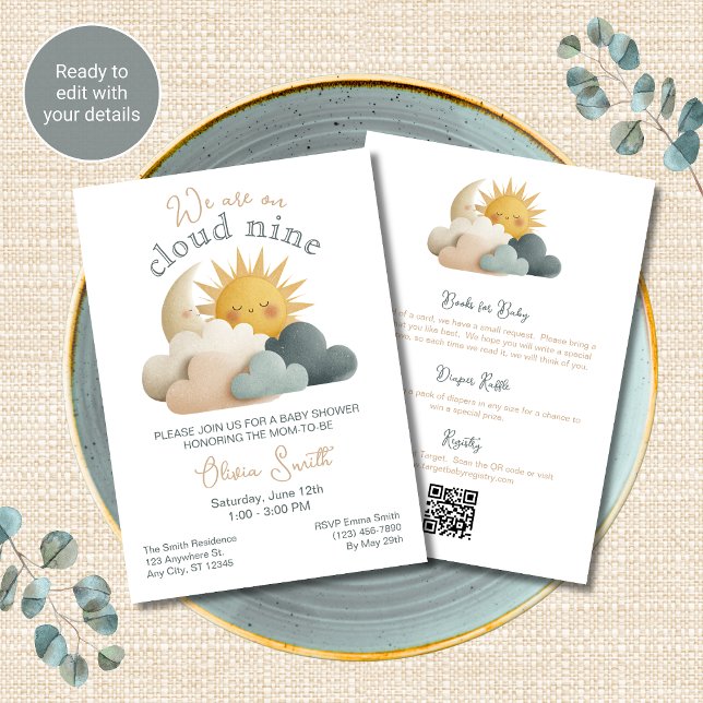 Invitación para baby shower Todo en Uno Cloud Nine (Subido por el creador)