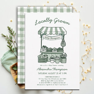 Invitación para Baby Shower Verde Salvia en Puesto