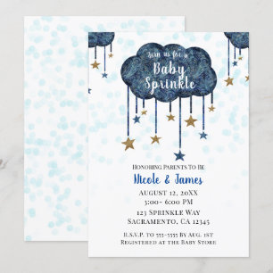 Invitación para Baby Sprinkle de Estrellas Doradas