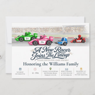 Invitación para Baby Sprinkle de Familia de Autos