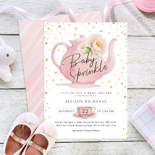 Invitación para Baby Sprinkle de Fiesta de Té Rosa