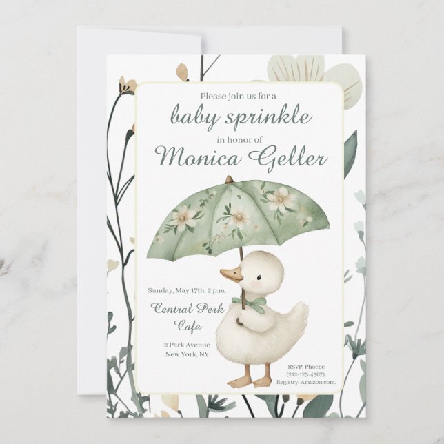 Invitación para Baby Sprinkle de Pequeña Oca (Anverso)