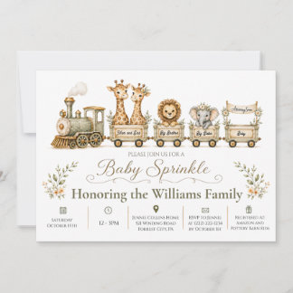 Invitación para Baby Sprinkle Safari en Tren para