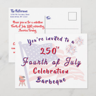 Invitación para Barbacoa del 4 de Julio con Letra 