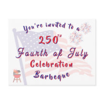 Invitación para Barbacoa del 4 de Julio con Letra