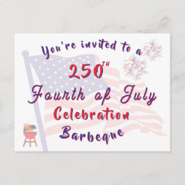 Invitación para Barbacoa del 4 de Julio con Letra 