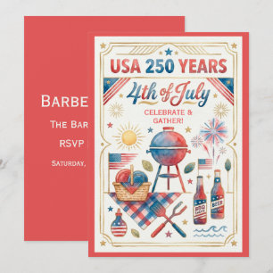 Invitación para Barbacoa del 4 de Julio por 250 Añ