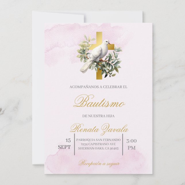 Invitación para bautismo (Anverso)