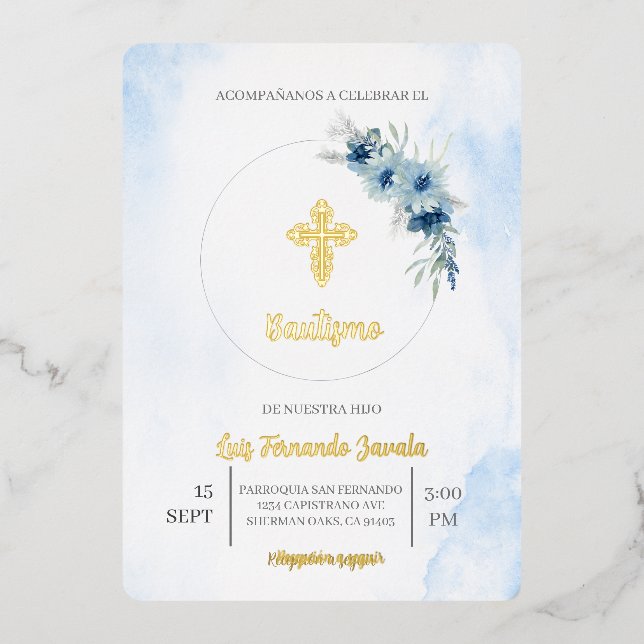 Invitación para bautismo de niño (Anverso)