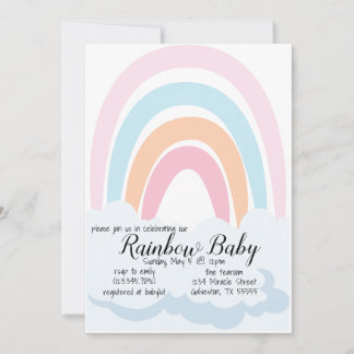 Invitación para bebé bebe con arco iris