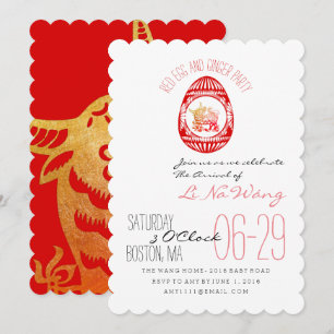 Invitación para bebé de Fiesta de huevo rojo y jen