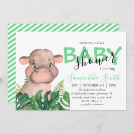 Invitación para bebé de Safari Hippo