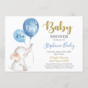 Invitación para bebé elefante Baby Shower boy