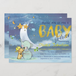 Invitación para bebé elefante Baby Shower Boy