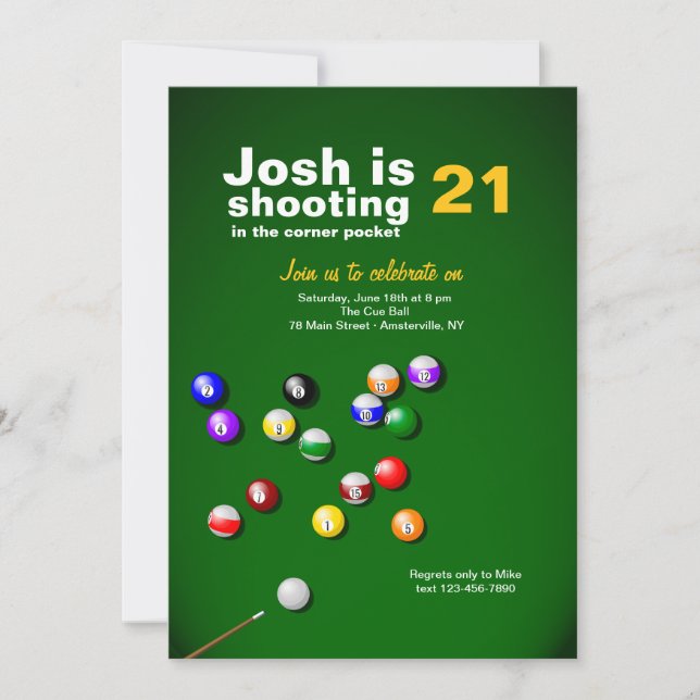 Invitación para Billiards (Anverso)