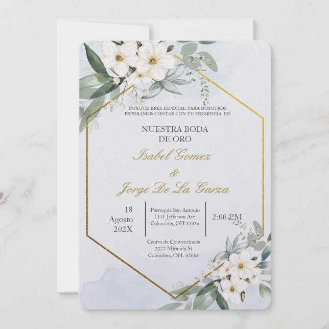 Invitación para boda de oro (Anverso)