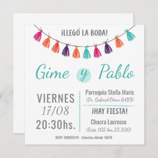 Invitacion para boda divertida y con color