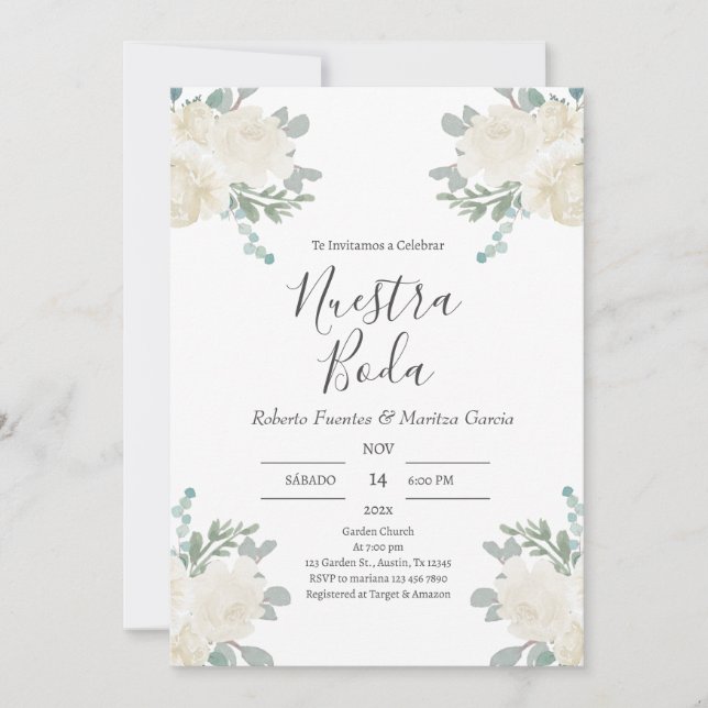Invitación para Boda español (Anverso)