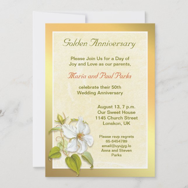 invitación para bodas de oro por 50 aniversario de (Anverso)