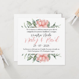 Invitación para Bodas Rosa Pastel