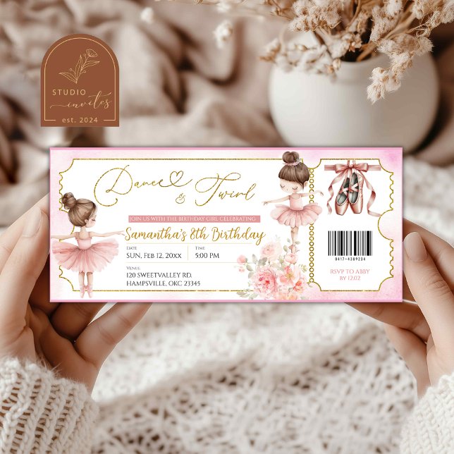 Invitación para Boleto de Fiesta de Bailarina para (Subido por el creador)