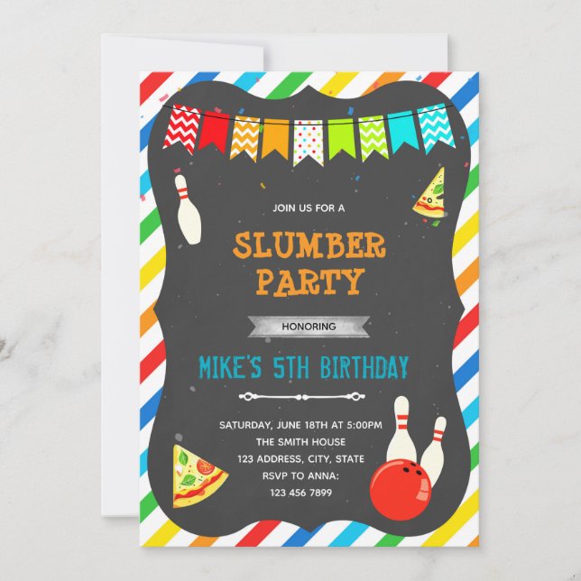 invitación para bolos de pizza (Anverso)