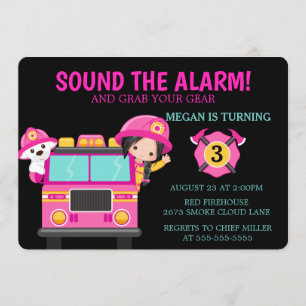 Invitación para bomberos de camión de niños bomber